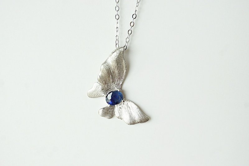 Natural Blue Sapphire Pendant and Necklace Sterling Silver 925. - 項鍊 - 純銀 藍色