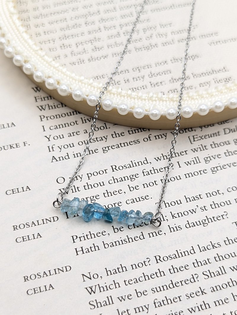 Natural crystal blue phosphorite matching Stone necklace Stainless Steel material - สร้อยคอ - คริสตัล 