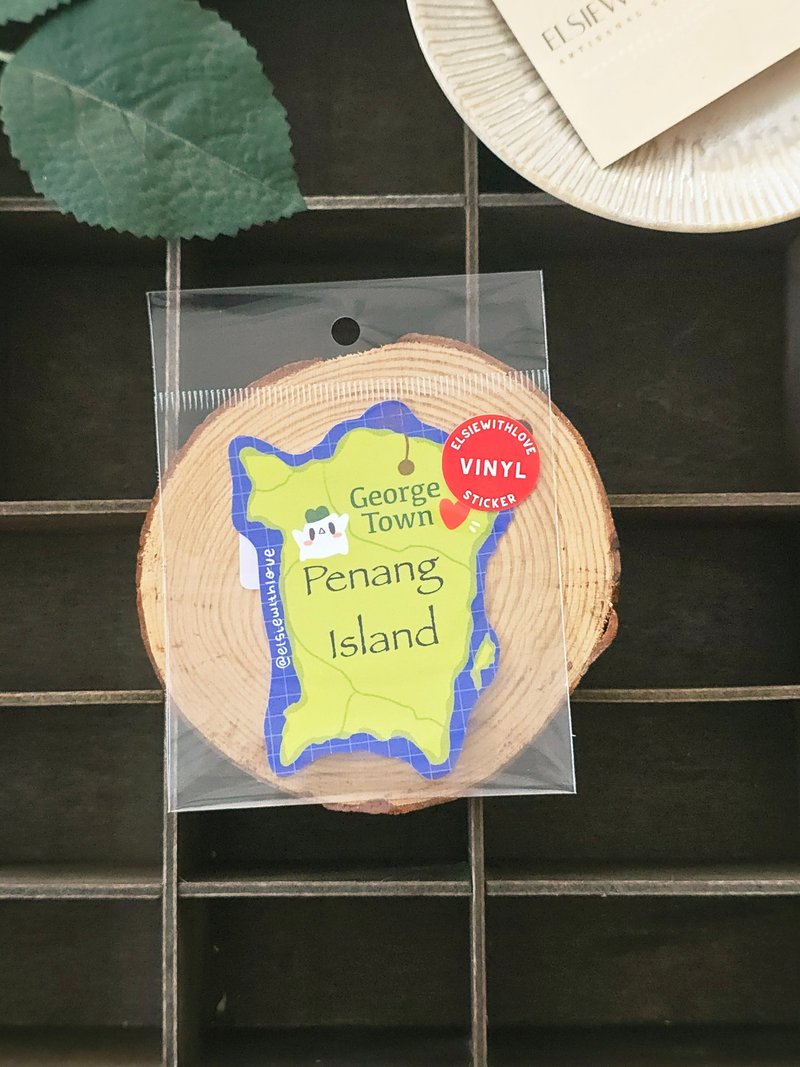 Penang Map Vinyl Sticker - 貼紙 - 其他材質 多色