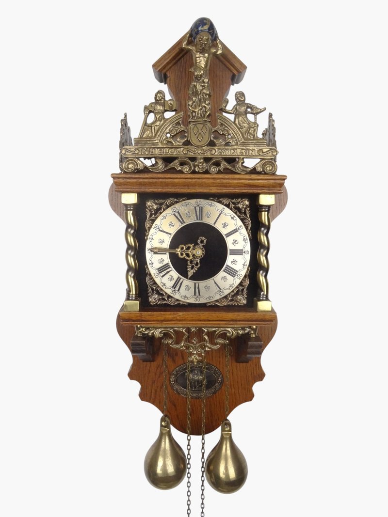 Zaanse Dutch Wall Clock Vintage Antique 8 day (Warmink WUBA Junghans Era) - 時鐘/鬧鐘 - 木頭 咖啡色