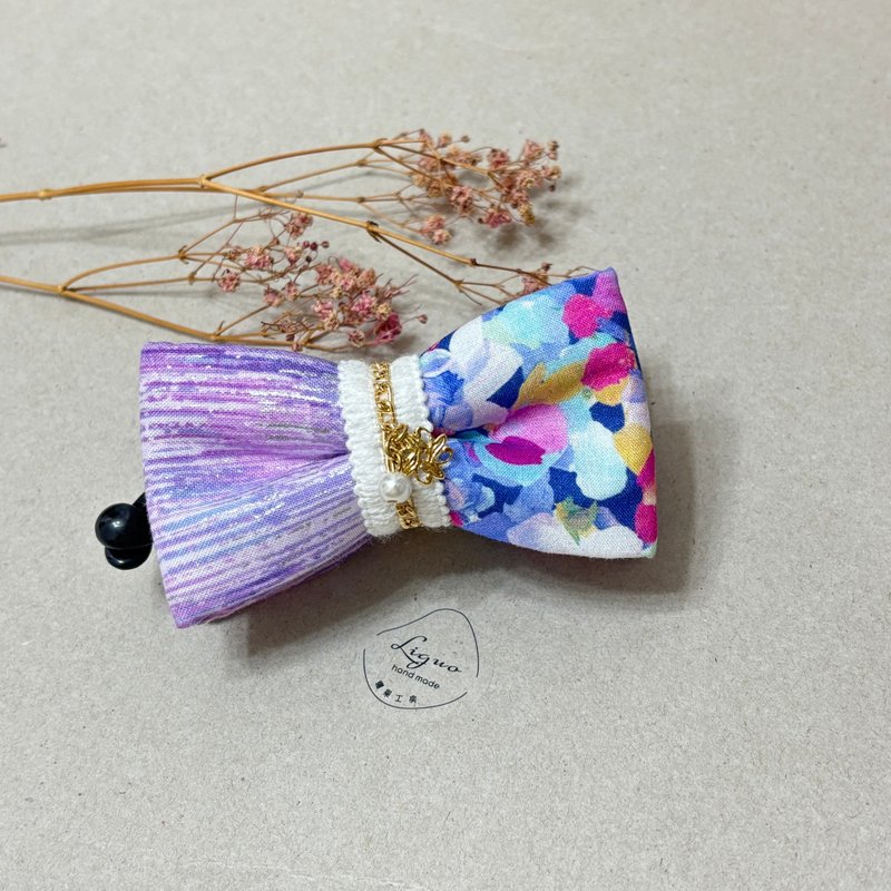 紫嫣 | 立體蝴蝶結相交夾 | 香蕉夾 - 髮夾/髮圈 - 棉．麻 多色