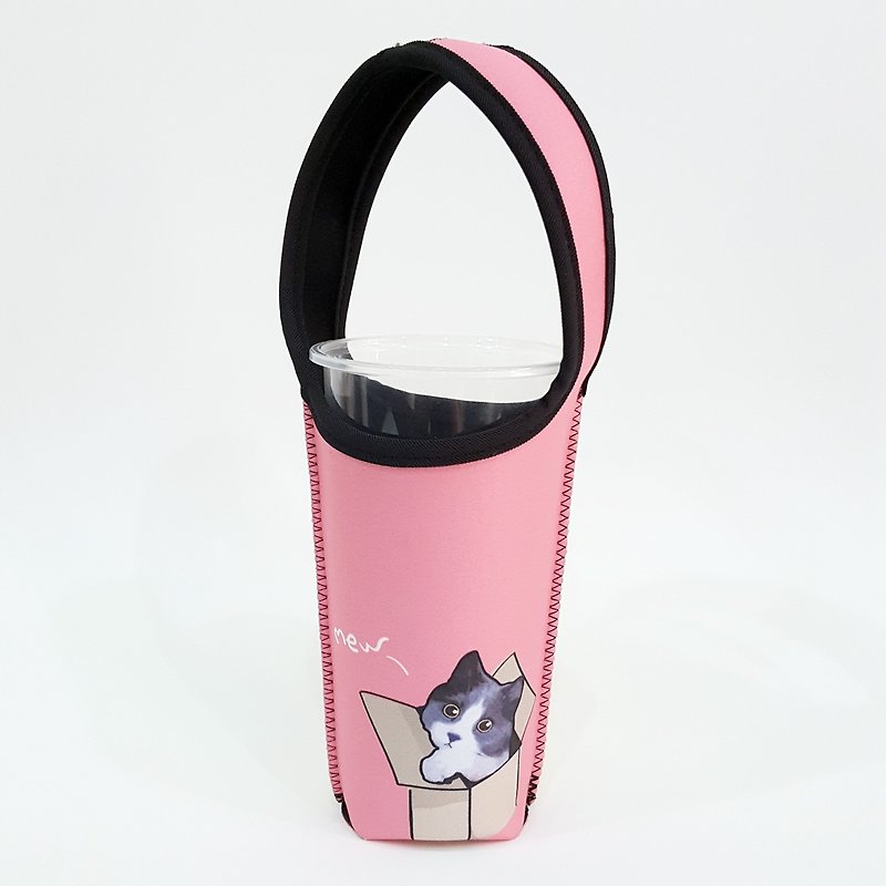 連環泡x科肯設計-環保飲料提袋-粉粉凱米 - 飲料提袋/杯袋/杯套 - 橡膠 粉紅色