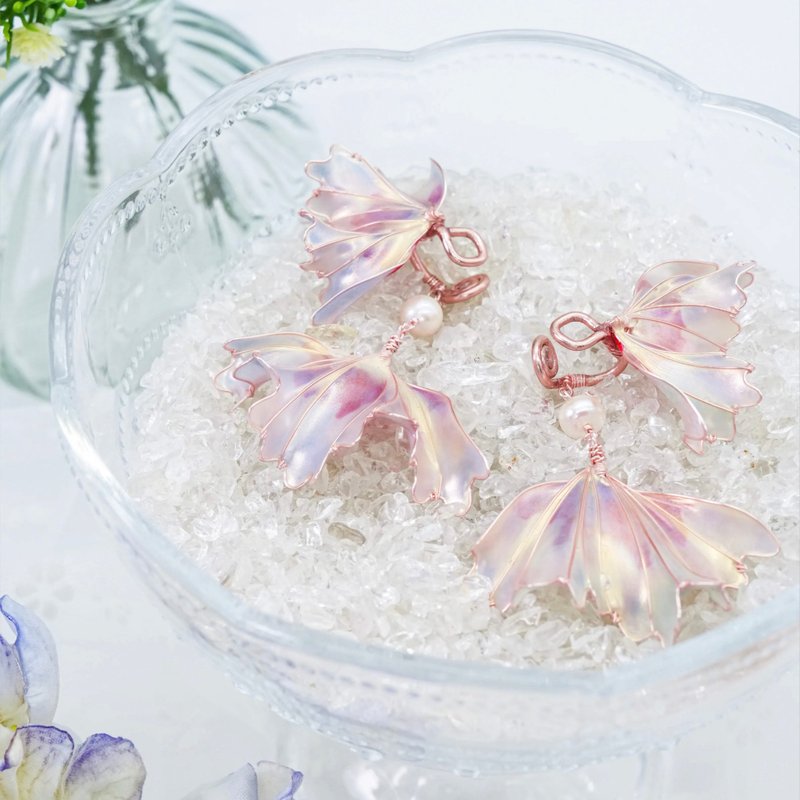 人魚姬的耳朵  單邊耳骨夾 - 耳環/耳夾 - 樹脂 粉紅色