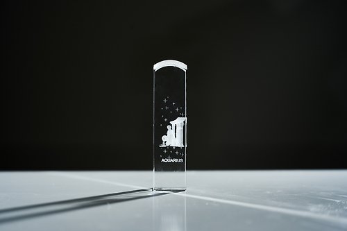 高松 兩寸半六分方型透明希臘神話星座玻璃水晶印章 A