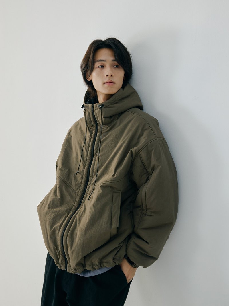 日系復古 / 加厚短款連帽棉衣 - 男夾克/外套 - 其他材質 綠色