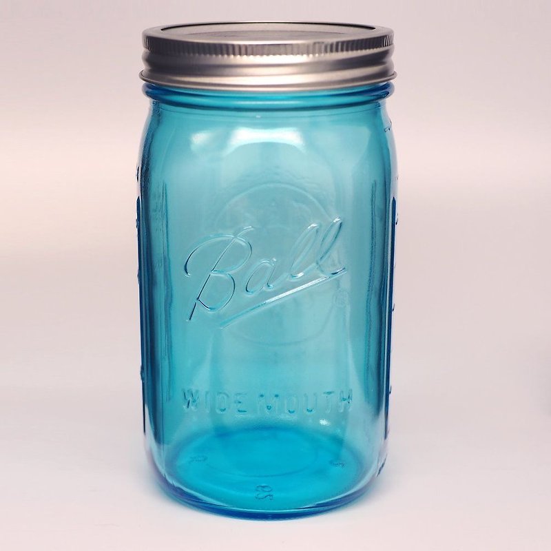 แก้ว แก้วมัค/แก้วกาแฟ - Ball Mason Jars - Ball Mason Jar 32oz Blue Wide Canister