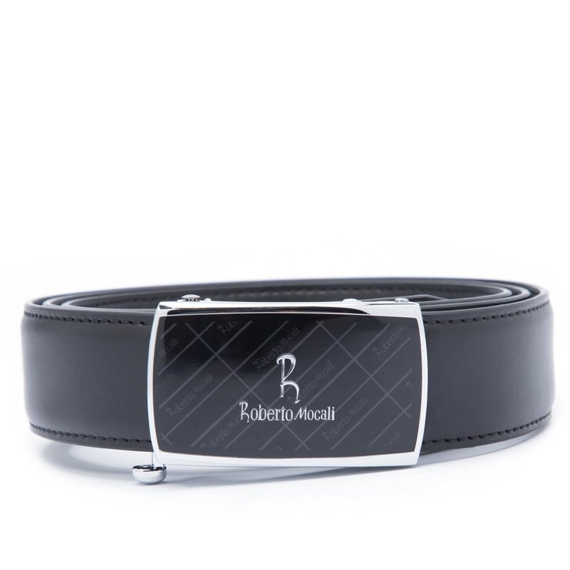 【Roberto Mocali】(RM-8104BKF)自動扣牛皮皮帶 - 皮帶/腰帶 - 真皮 黑色