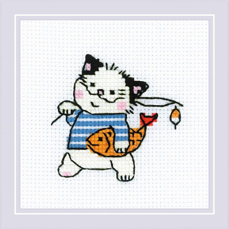 RIOLIS Cross Stitch Material Package - Kitten Couple Series - I'm a Boy - Knitting, Embroidery, Felted Wool & Sewing - Other Materials 