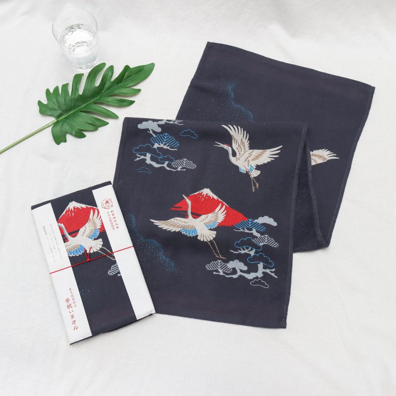 今治著色拔染毛巾-鶴在紅富士 - 毛巾/浴巾 - 棉．麻 