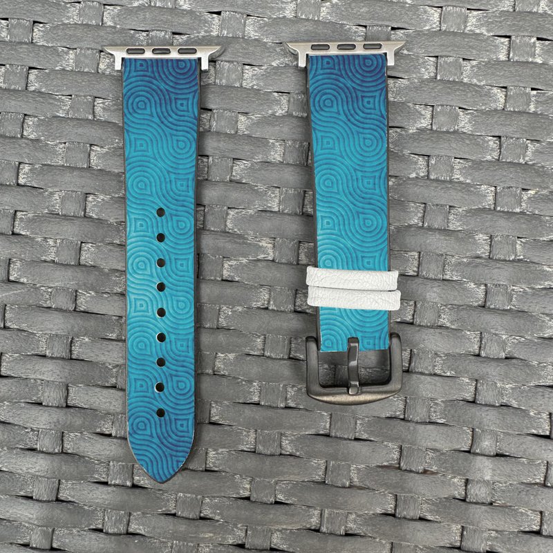 湖水藍波浪紋 Apple Watch 潮流矽膠錶帶 -cr66 - 錶帶 - 矽膠 多色