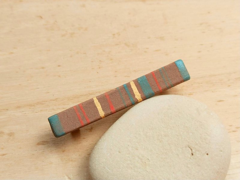 Rainbow diffusing striped long ceramic pin - เข็มกลัด - ดินเผา หลากหลายสี