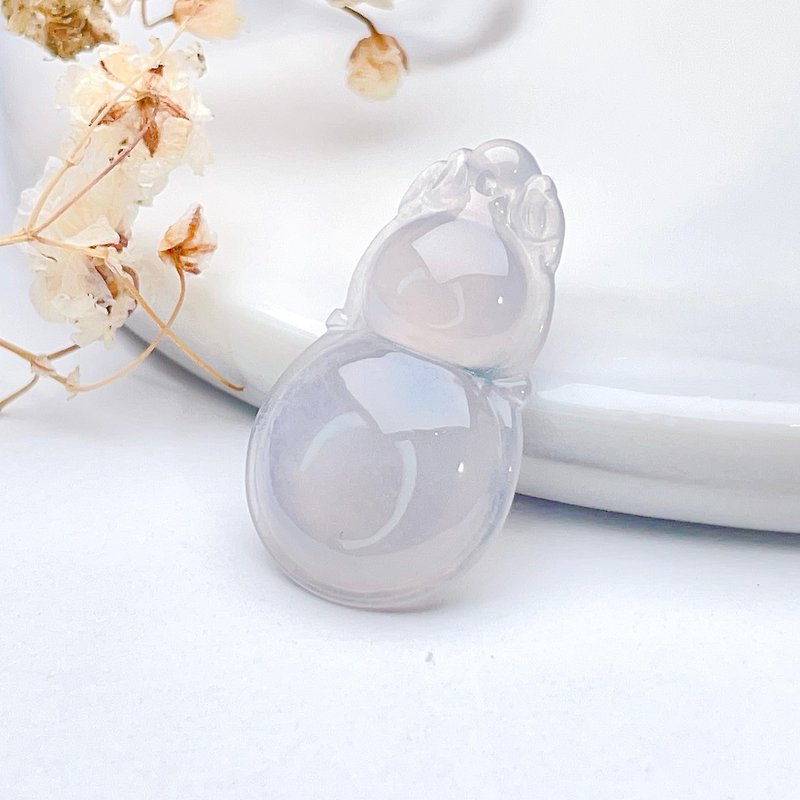 [Fulu] Radiant High Ice Jadeite Gourd | Natural Burmese Jadeite A | Gift - Charms - Jade Transparent