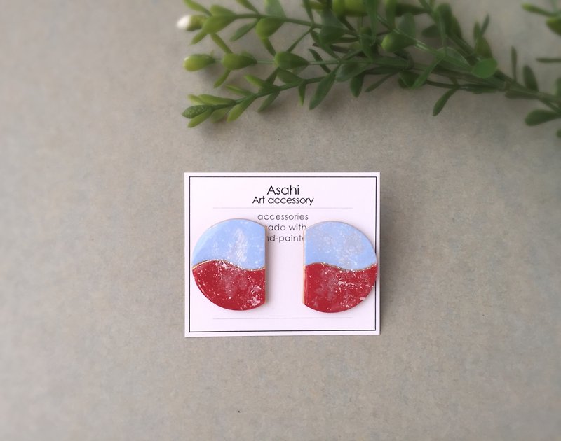 Bicolor wave 01 - Earrings & Clip-ons - Clay Red