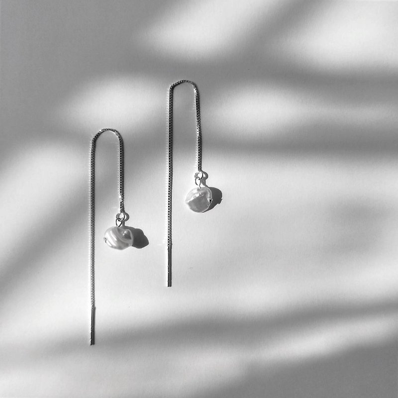 │Light luxury│ Irregular pearl earrings • earrings • pure silver earrings - ต่างหู - เงินแท้ 