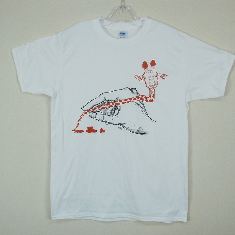 新創設計師-T恤：【Pain】短袖 T-shirt《中性/修身》(白)-850 Collections - T 恤 - 棉．麻 白色