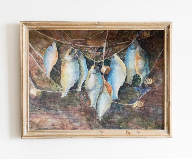 魚の水彩画額縁付き 魚の水彩画額縁付き 【公式通販】