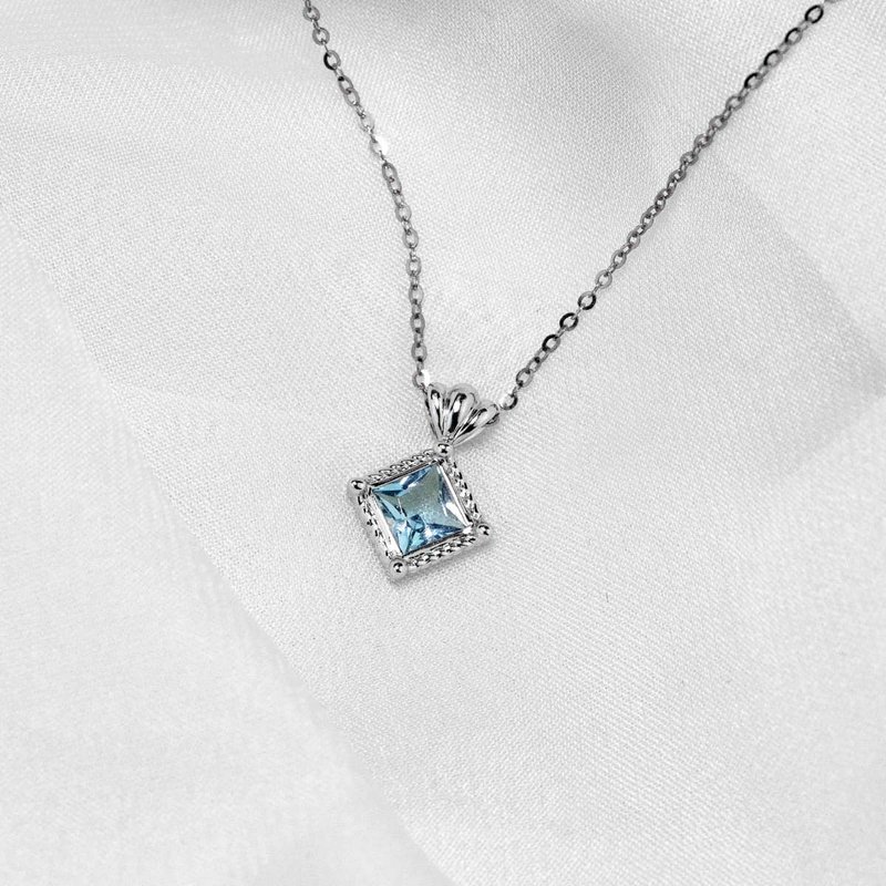 【PurpleMay Jewellery】純18K金天然海藍寶復古貝殼吊墜項鏈 - 項鍊 - 寶石 藍色