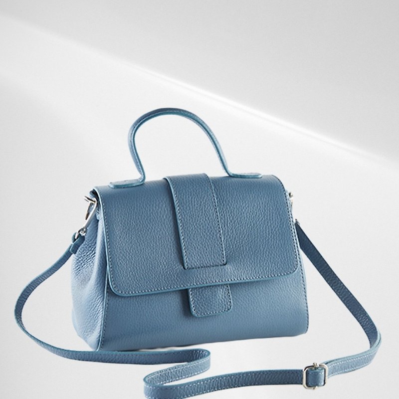 [Made in Italy] Sabrina urban handbag/crossbody bag smoked blue - Messenger Bags & Sling Bags - Genuine Leather Blue