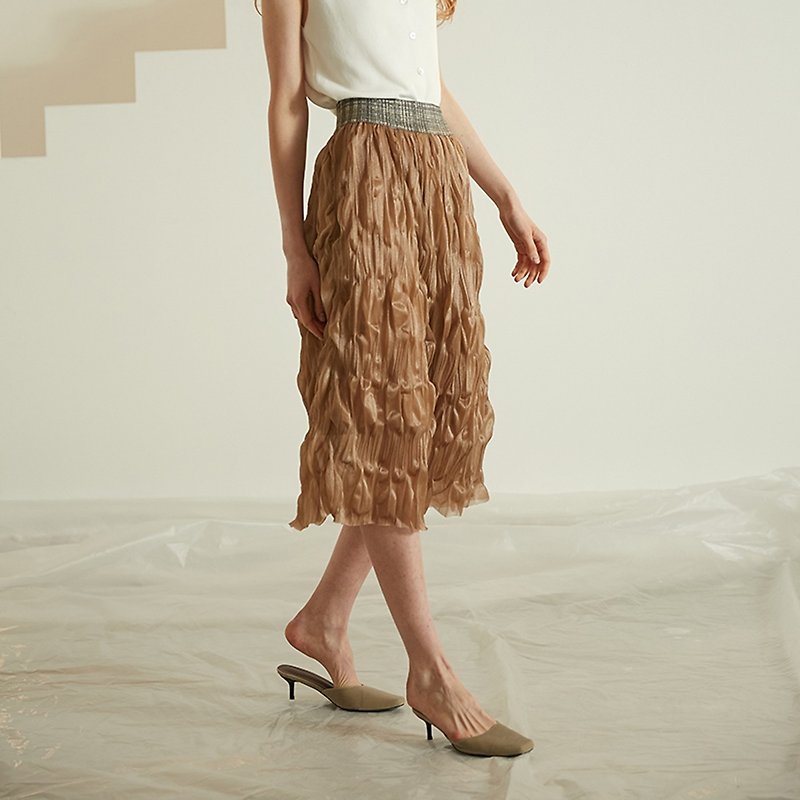 [thin section] 2019 summer women wear solid color straight skirt XZJX8499T - Skirts - Polyester Brown