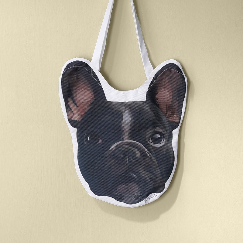 黑色法虎 法鬥 寵物插畫 異形 托特包 帆布包 單肩包手提袋手提包 - 側背包/斜背包 - 其他材質 