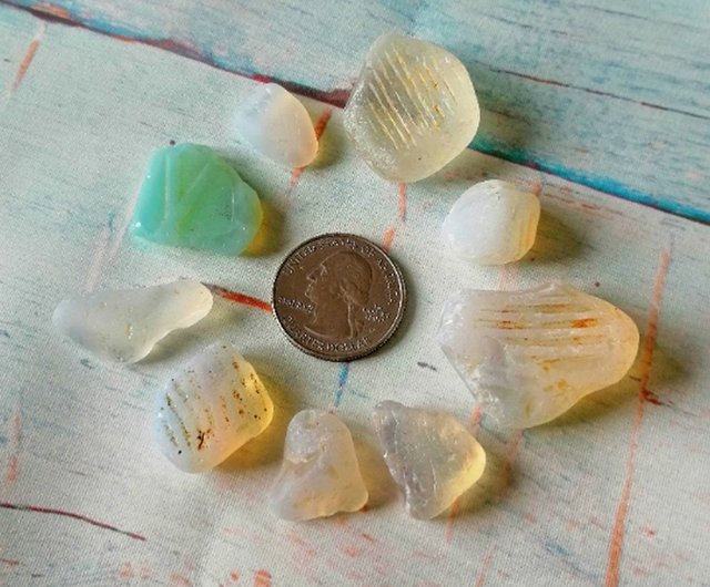 Opalescent Sea glass Jewelry.Genuine Sea glass beads.Opalite Sea glass decor  - Shop Sea glass for you Pottery & Glasswork - Pinkoi