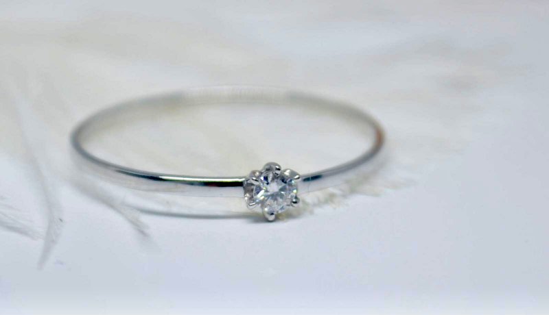 Minimalist 5-point natural diamond ring/proposal - General Rings - Precious Metals Silver