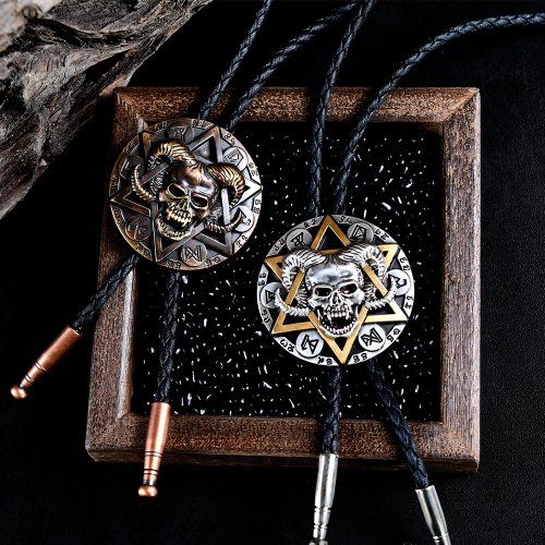 MF select 深淵召喚 保羅領帶 Bolo Tie 皮革項鍊 皮繩領帶 領繩領帶 骷髏頭