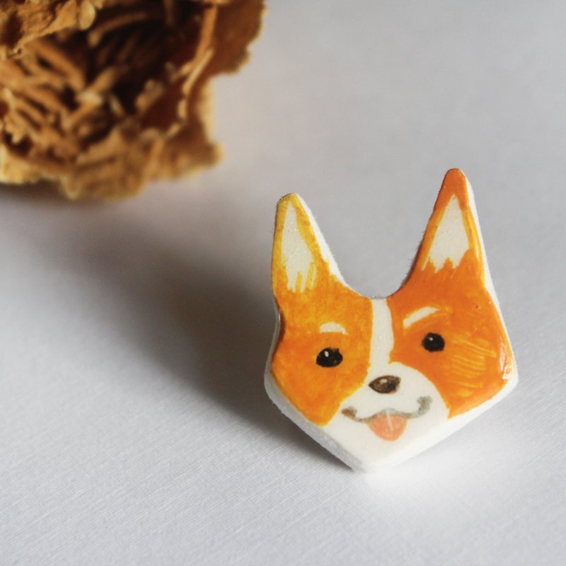 Hand-made hand-drawn Kiki dog pins - เข็มกลัด - ดินเหนียว 