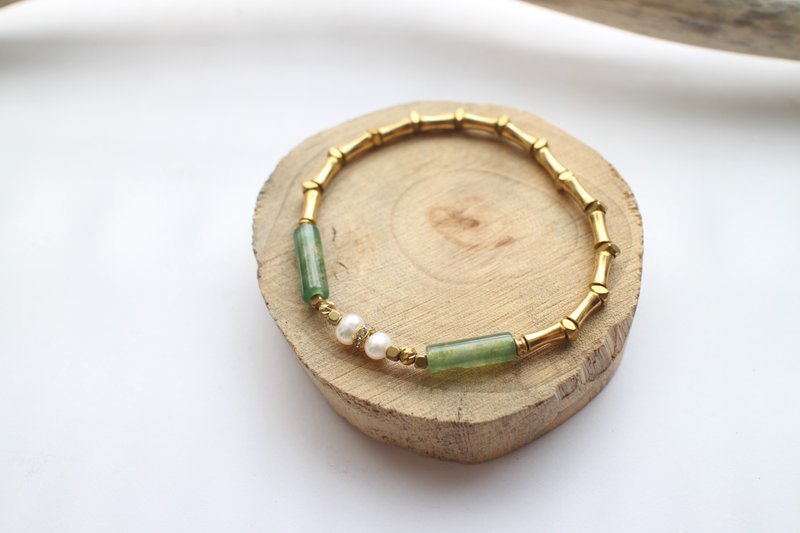 Natural stones  handmade bracelet - สร้อยข้อมือ - โลหะ สีเขียว