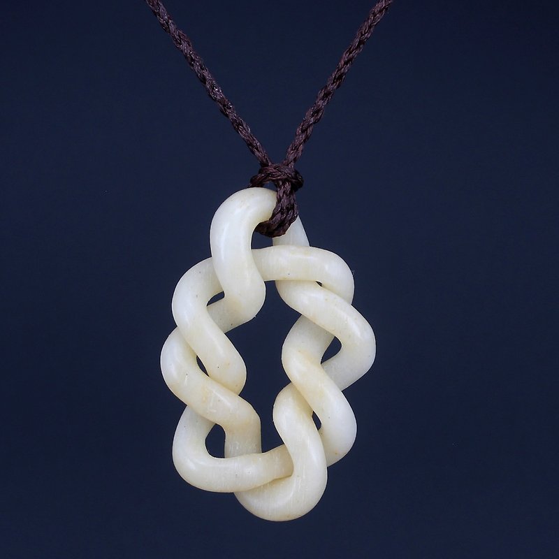 วัสดุอื่นๆ สร้อยคอ - Boutique original design winding love infinite symbol love friendship clavicle necklace handmade bone carving jewelry