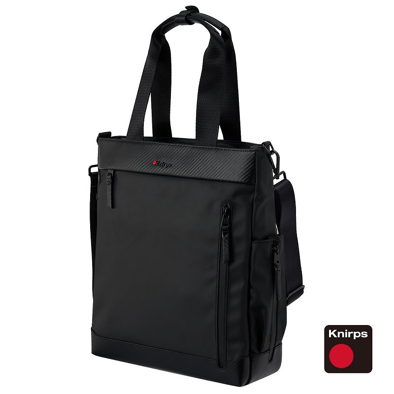 【Knirps德國紅點】商務托特包 – 碳纖維紋 - 手提包/手提袋 - 真皮 黑色