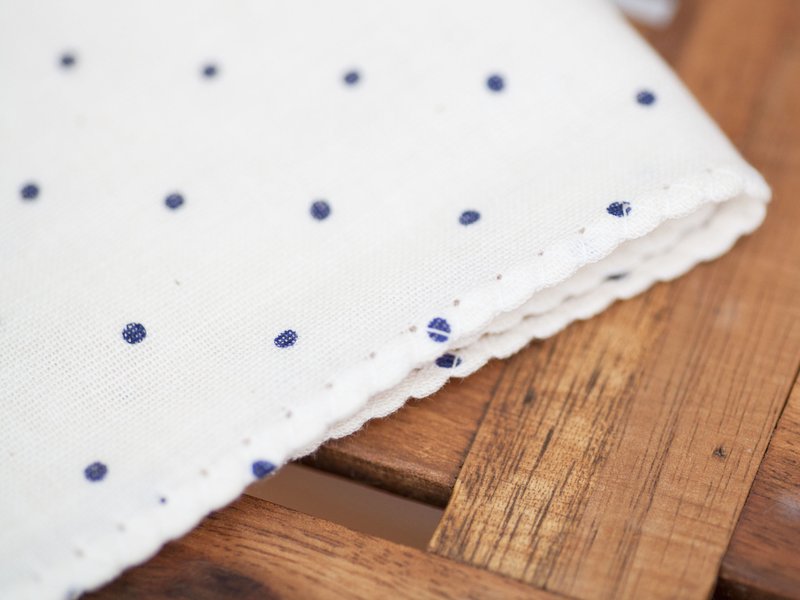 MARUR Unbleached baby handkerchief  - Blue Dot (4-PACK) - อื่นๆ - วัสดุอื่นๆ สีน้ำเงิน