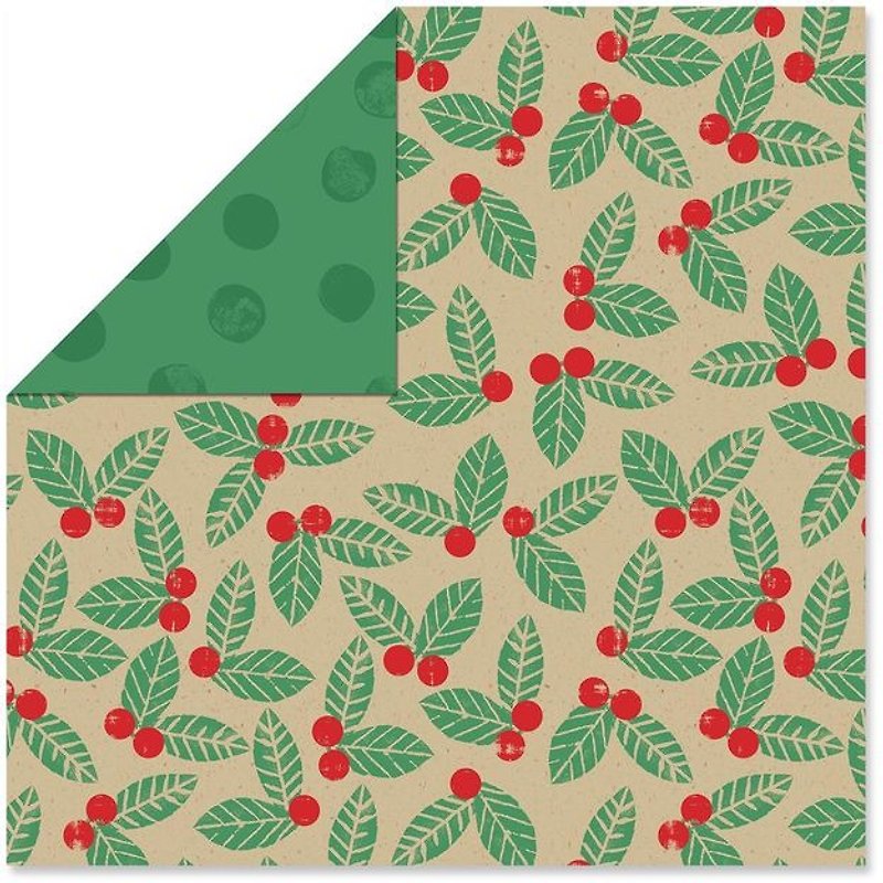 米国のクリスマス/クリスマスの包装紙（両面） - カード・はがき - 紙 グリーン