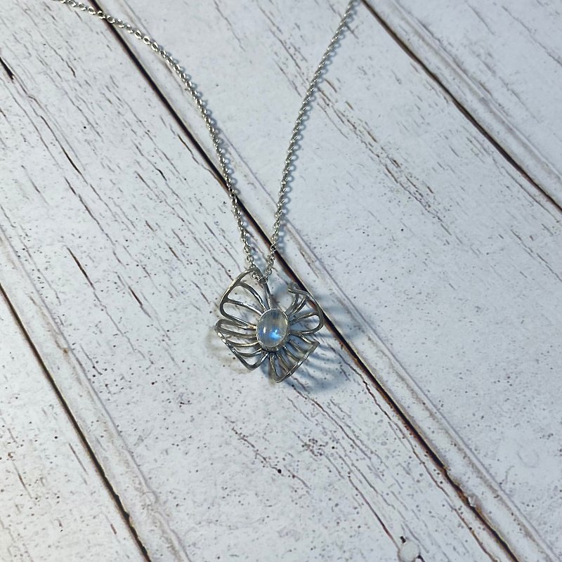 Butterfly Wing Moonstone Pendant - Necklaces - Silver Silver