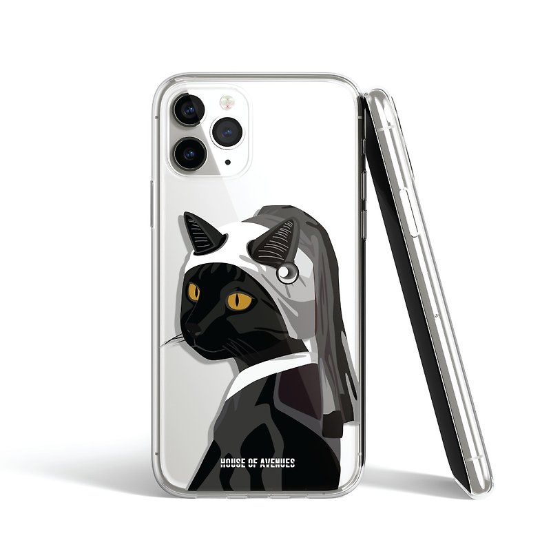 | HOA Original Design Phone Case | Cat with a Pearl Earring | Cool Black |
