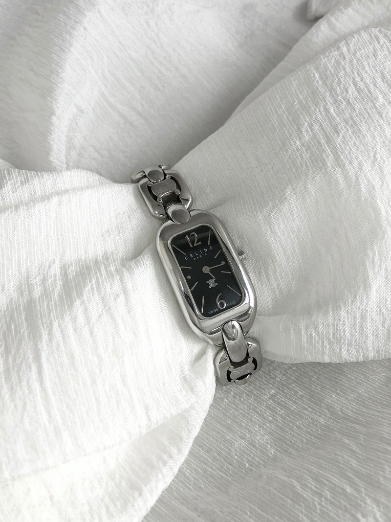 【 日本直送　名牌中古包 】CELINE セリーヌ マカダム 腕時計 シルバー クォーツ vintage ヴィンテージ オールド tpjpgn - 女錶 - 其他材質 銀色
