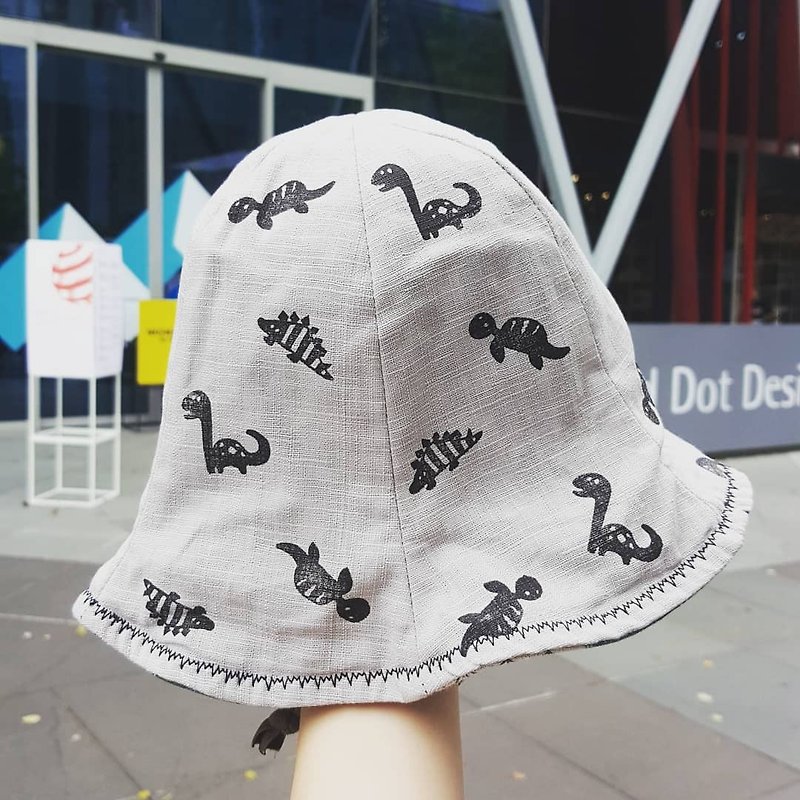 Special order _ dinosaur print with matching cloth - Hats & Caps - Cotton & Hemp Black