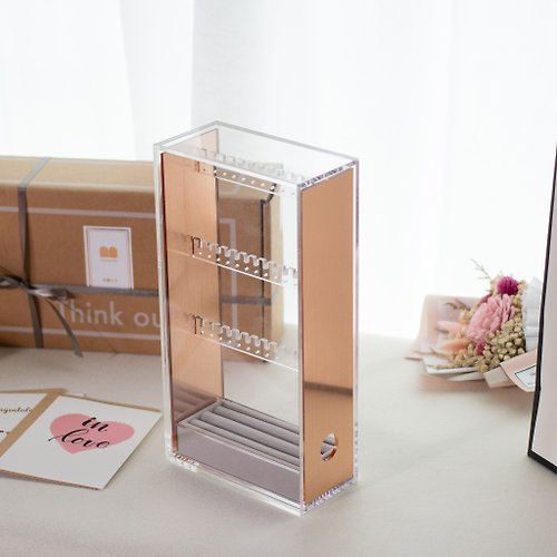 Moosy Life Rose Gold Acrylic Jewelry Organizer Box (Magic Mirror