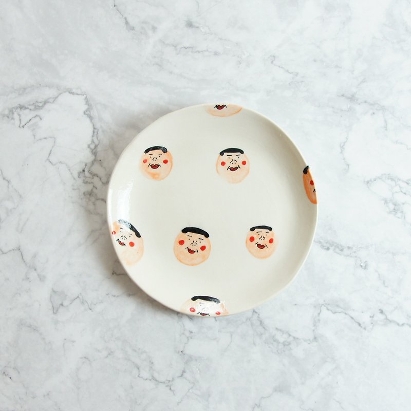 Porcelain plate | Mr. Hairless/Bearded Pig/Masked Man/Bearded Frog Animal Friend Disc - Plates & Trays - Porcelain White