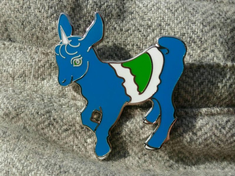 Unicorn Goat Baby Vegan Kid Goat Goat Hard Enamel Metal Badge Enamel Pin - Badges & Pins - Enamel Blue