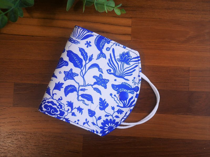 Customized = mask temporary storage cover/mask storage cover = blue and white porcelain - Face Masks - Cotton & Hemp Blue