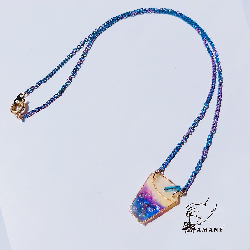 Taiwan Style - Hand Made necklace Butterfly Pea ( Purple ) - สร้อยคอ - เรซิน สีม่วง