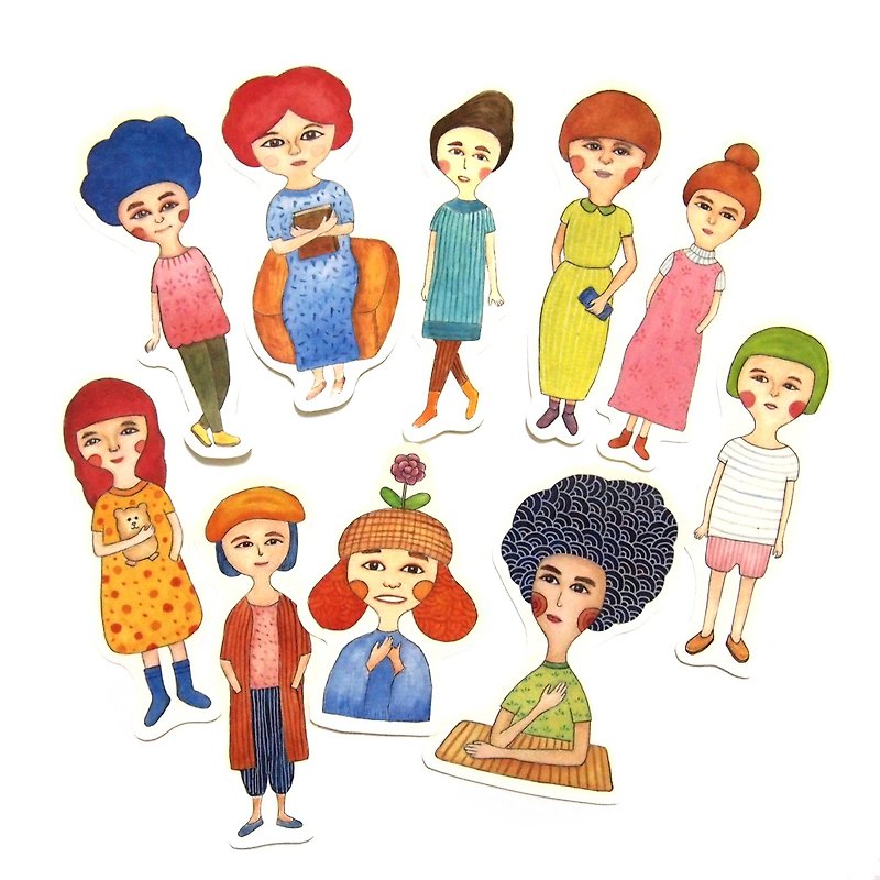 Sun Yat-sen - Cotton Candy Girl Stickers group (10 in) - สติกเกอร์ - กระดาษ สีแดง