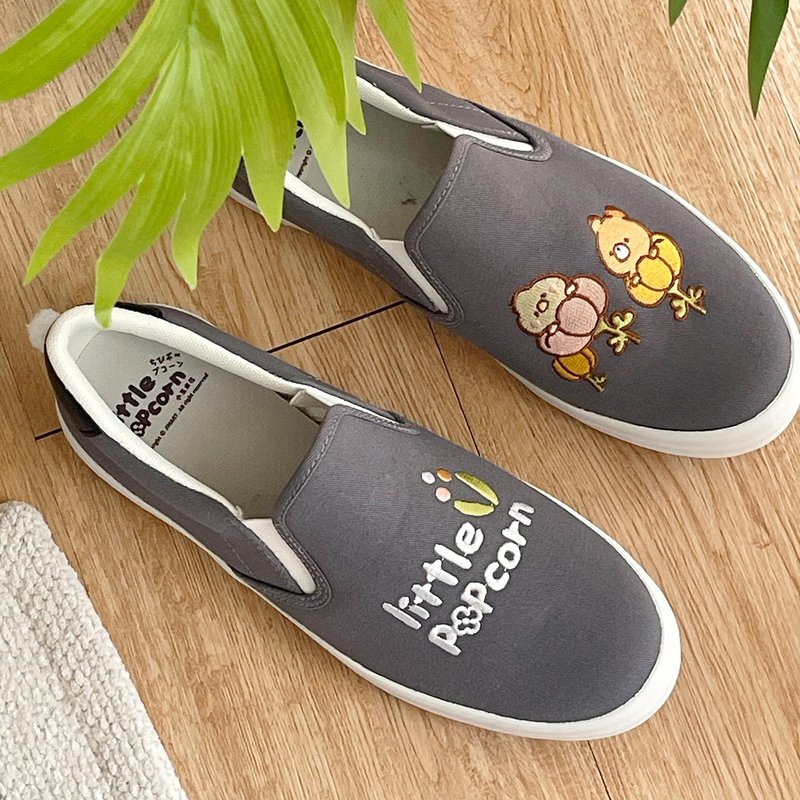 Paidal x Little Cornflower Spring Flower Casual Shoes Lazy Shoes Non-Bending Shoes-Grey - Women's Casual Shoes - Cotton & Hemp Gray