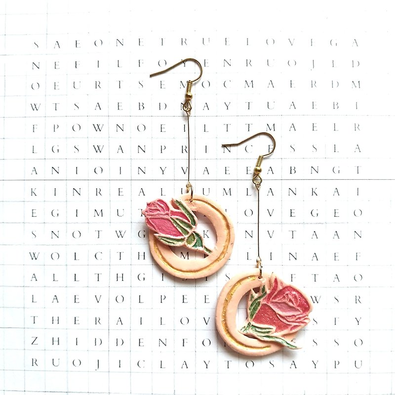 Love at First Sight - Rosebud polymer clay earrings - Earrings & Clip-ons - Clay Multicolor