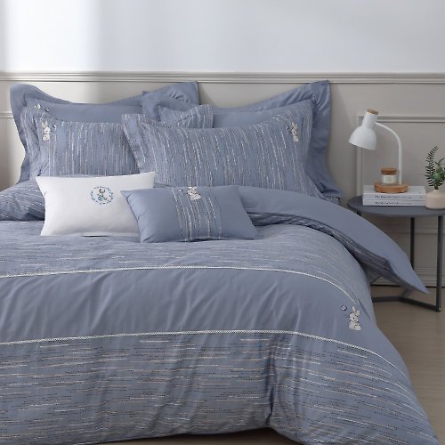 家適居家寢飾生活館 床包兩用被組-100%精梳棉-月球-魔法灰-台灣製造