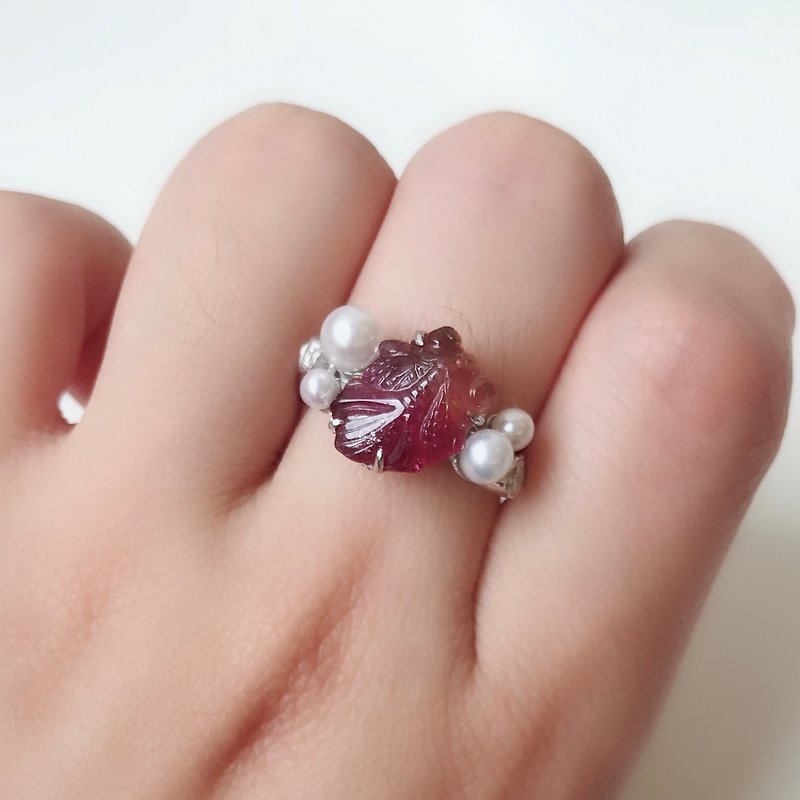 Sterling silver Tourmaline pearl Ring