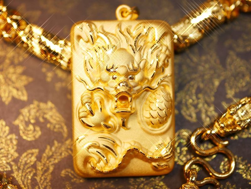 黃金9999-龍騰四海廣納財富-黃金墜子 此款式不含金項鍊 - 項鍊 - 24k 金 金色