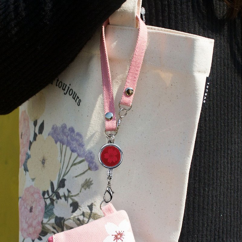 Chuyu [Promotion] Retractable ring/with short rope/ticket holder lanyard/bag lanyard-Sakura の日 - Lanyards & Straps - Other Materials 
