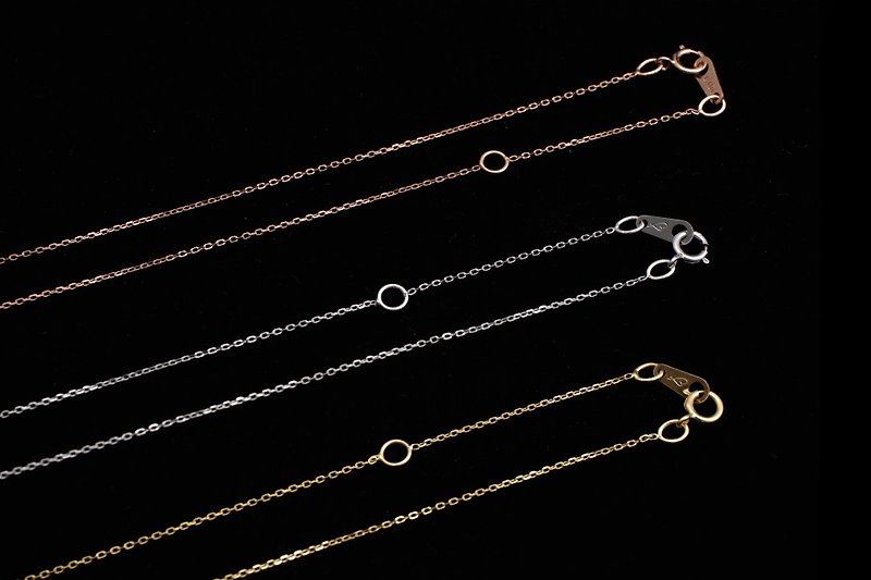 Positive 10K ultra-fine clavicle single chain yellow K Silver K Rose Gold - Necklaces - Precious Metals Gold